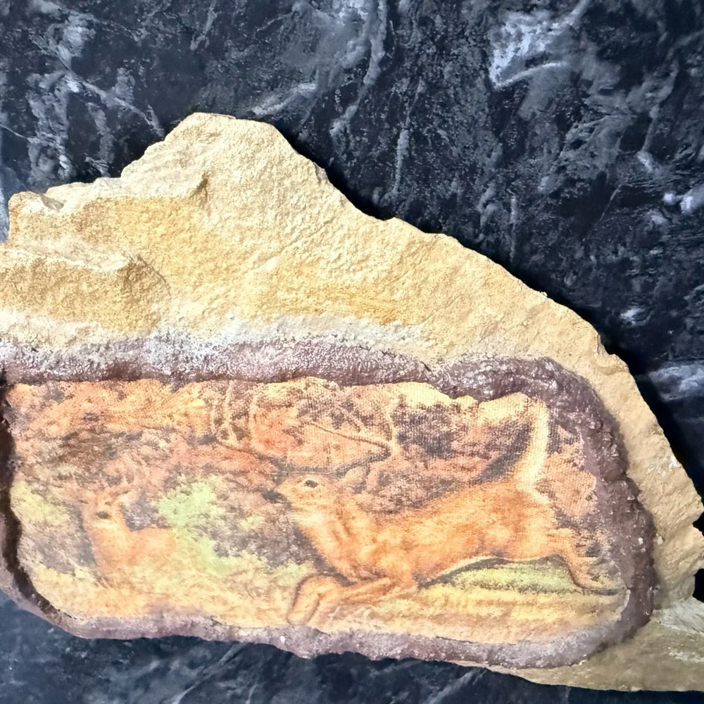 Decorative Rock with White-Tailed Deer Bucks